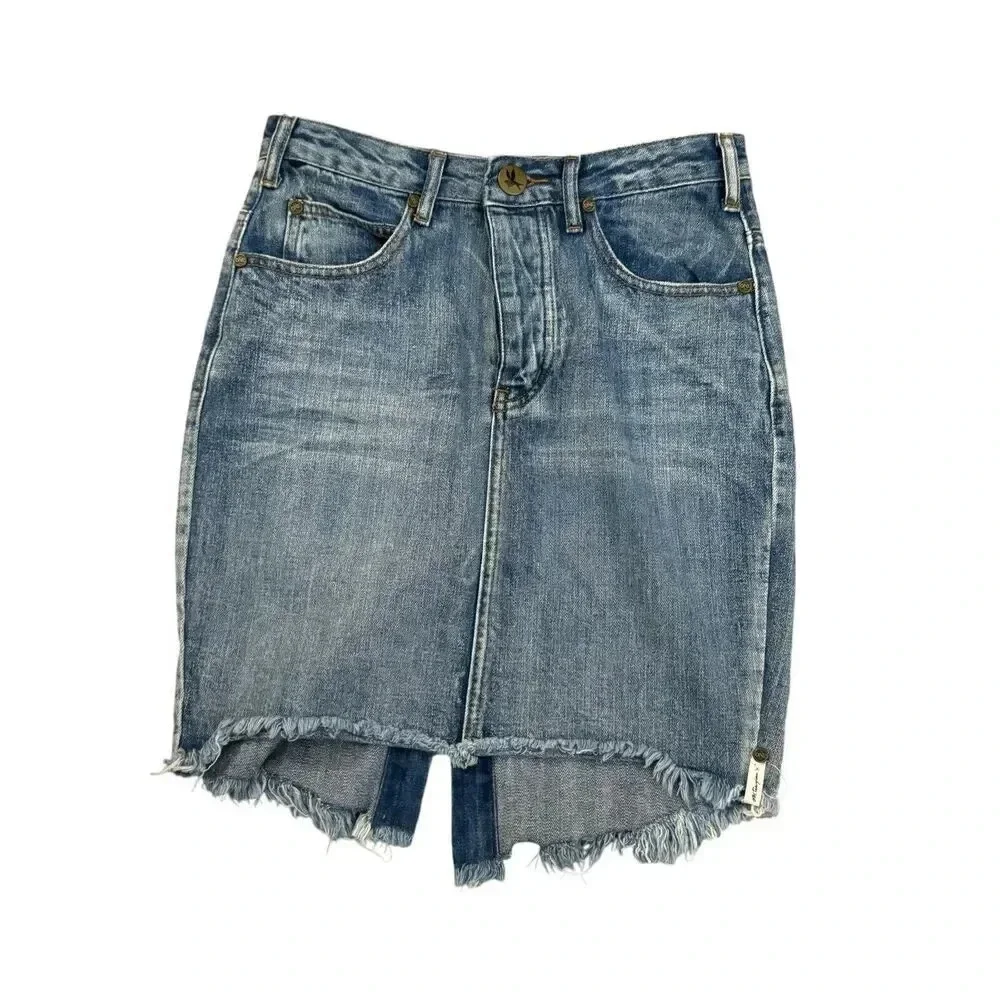 One x One Teaspoon Size 4 size 26 distressed jeans denim skirt knee length